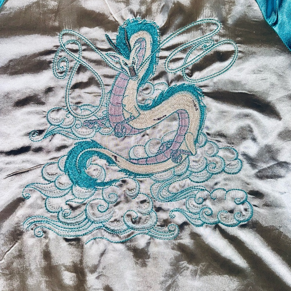 Haku Spirited Away Tan and Teal Satin Jacket - Picture 3 of 6